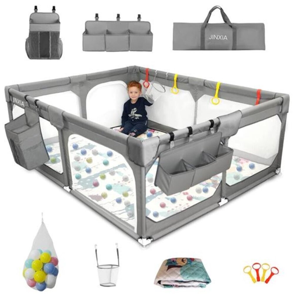 Baby Playpen with Mat 75"*59", Extra Large Playpen for Babies and Toddlers